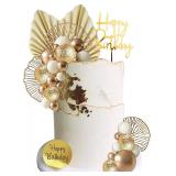 White Gold Balls Cake Toppers Bday Party