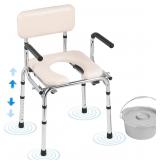VEVOR Commode Chair with Padded Seat, 7-Height
