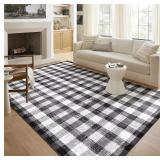 $150 Checkered Area Rug 9x12, Black & White