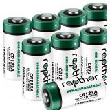 rapthor CR123A Li Battery 1650mAh UL 3V 8-pack
