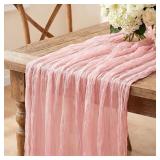 Pink Cheesecloth Table Runner, 10ft gauze