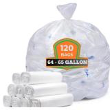 Veska 64-65 gal Clear Trash Bags, 120 Count