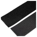 2' Self Adhesive Hook & Loop Tape, Black, 5 ft
