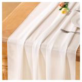 Socomi Ivory White Chiffon Table Runner 29x170