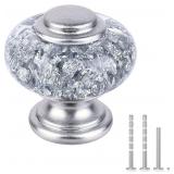 8 pack Silver Round Dresser Knobs, Crystal Pulls