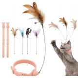 Sumind 6 Pcs Cat Collar Toy with Wand Bell