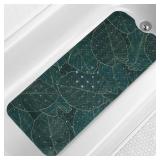 Palm Leaves Bathtub Mat Non Slip 40x16in