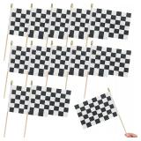 Checkered Racing Flags on Wooden Sticks 5x8in