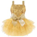 Fitwarm Sequin Dog Tutu Dress, Gold, Medium