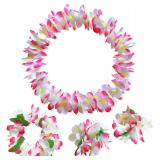 Hawaiian Luau Flower Leis Necklace Set (Pink)