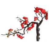 Plum Blossom Artificial Red Flower w/ bonus plante