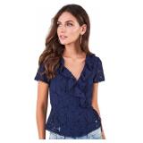 Large ruffled lace wrap top PINK