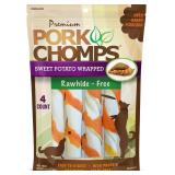 2PK Pork Chomps Baked Pork Skin Chews, 6' twists