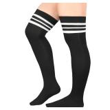 RED/WHITE Women Plus Size Thigh High Stockings