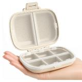 Travel Pill Organizer 6+2 Compartments Beige