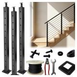 $237 3 Pack Cable Railing Post Kit, 36' Black