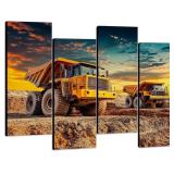 Canvas Wall Art: Excavator Dump Trucks