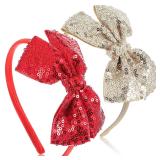 Gold Headband Snowflake Hair Bow - 2Pcs