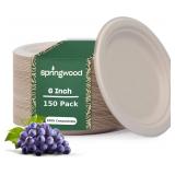 Springwood 6in 300Ct Compostable Paper Plates