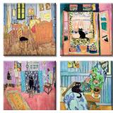 JiazuGo Black Cat Framed Canvas 4x12x12