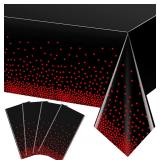 Red and Black Dot Plastic Tablecloth 54x108
