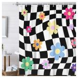 Black and White Groovy 70s Shower Curtain