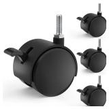 2' Nylon Stem Casters w/ Brake, 5/16'-18 (4)