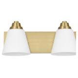 Aged Brass 2-Light Vanity Light with Backplate