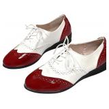 Women's 8.5 Patent Leather Wingtip Oxford Flats