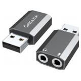 QianLink USB to 3.5mm Audio Adapter (2-Pack)