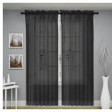 Oakias grey Sheer Curtains 84' Long Set