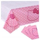 6PC Pink Kitten Cat Tablecloth