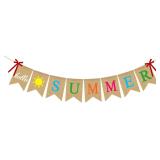Hello Summer Burlap Banner with Sunshine Signs
