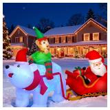 9.5Ft Santa on Sleigh LED Yard Inflatable