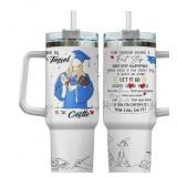 Tumbler 40oz with handle, lid, straw: Grad