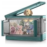 19-Gal Green Stackable Bin with Front Door lid