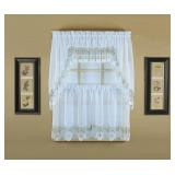 Vintage Macram  Organza Tier 30' White/Blue