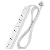 KMC 6-Outlet Surge Protector, USB-A/C, 6ft