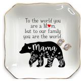 OASSIE Mama Bear Ceramic Jewelry Dish Tray