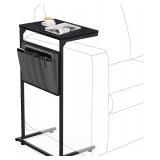 C Shaped End Table for Couch with Storage Bag