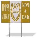 Weatherproof Yard Sign Happy Anniversary 50th