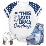 SMALL Vintage Football Shirt Women Cowboy Print To
