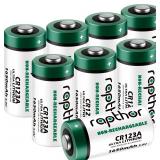 rapthor CR123A Li Battery 1650mAh UL 3V 8-pack