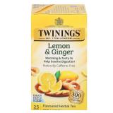 Twinings Lemon & Ginger Tea Bags, 25/Box