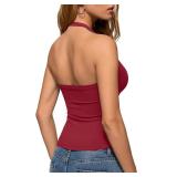 (M) Backless Ribbed Halter Camisole