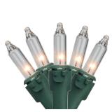 100-Count Clear Mini Lights, 34 ft Green Wire