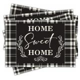 Home Sweet Home Placemats: Black/White Plaid
