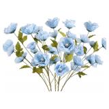 Blue Poppy Silk Flowers 32in (6Pcs)