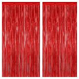 ZATAYE Red Foil Curtain Backdrop 3.28x7.05 FT