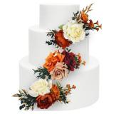 Rinlong 3Pcs Premade Cake Flowers, Orange